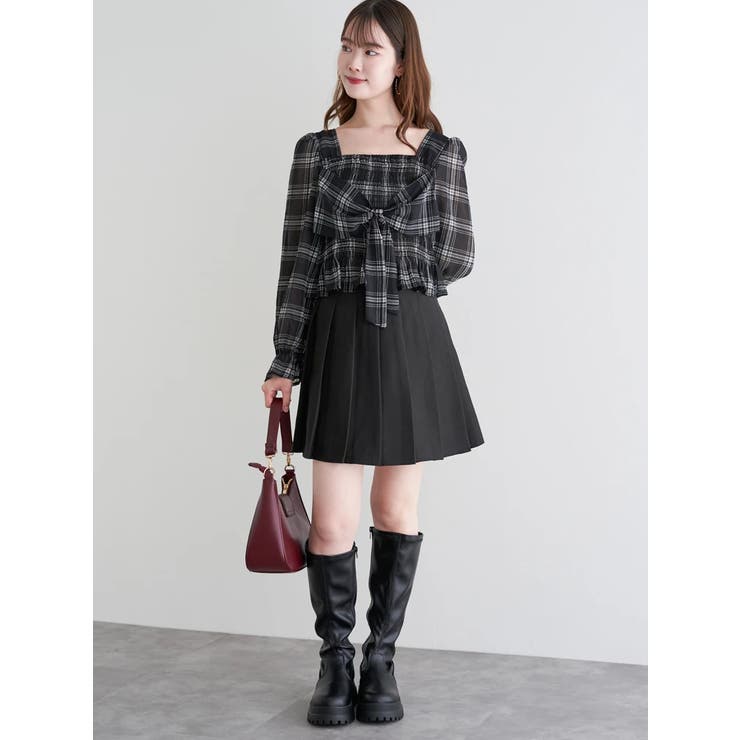 フロントリボンシャーリングブラウス（無地・チェック柄） | LUDIC PARK | 詳細画像31 