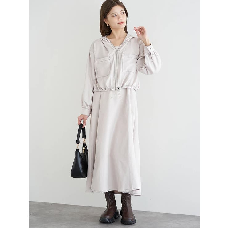 [SET]フードブルゾン×キャミワンピース（無地・チェック柄） | LUDIC PARK | 詳細画像2 