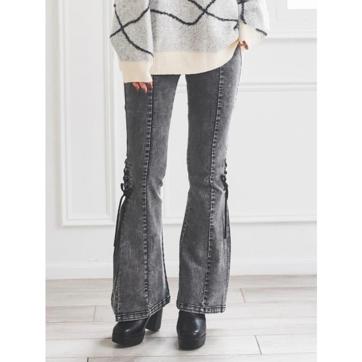 サイドレースアップフレアデニムパンツ | LUDIC PARK | 詳細画像1 