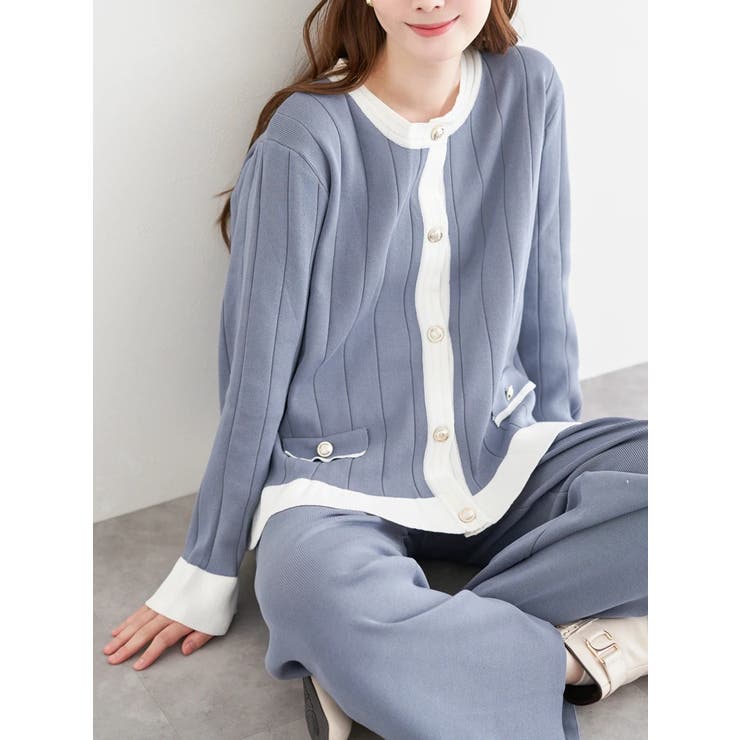 [SET]配色カーディガン×パンツセットアップ | LUDIC PARK | 詳細画像7 