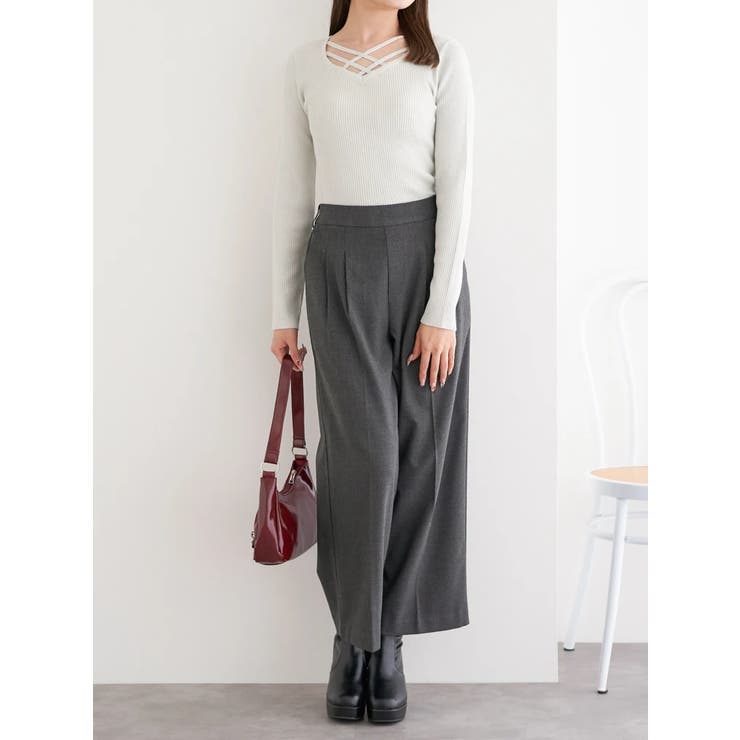 ラクケア 起毛無地ワイドパンツ | LUDIC PARK | 詳細画像16 