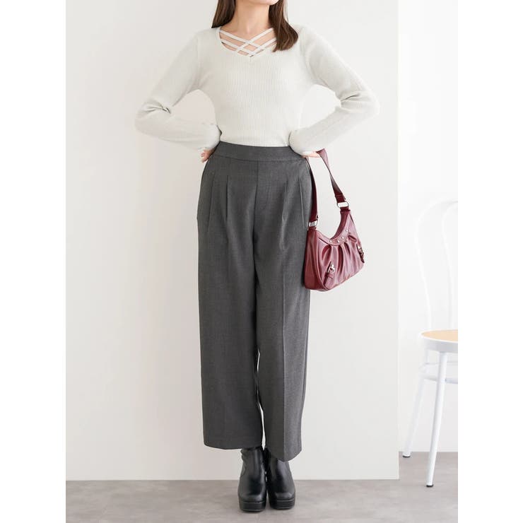 ラクケア 起毛無地ワイドパンツ | LUDIC PARK | 詳細画像17 