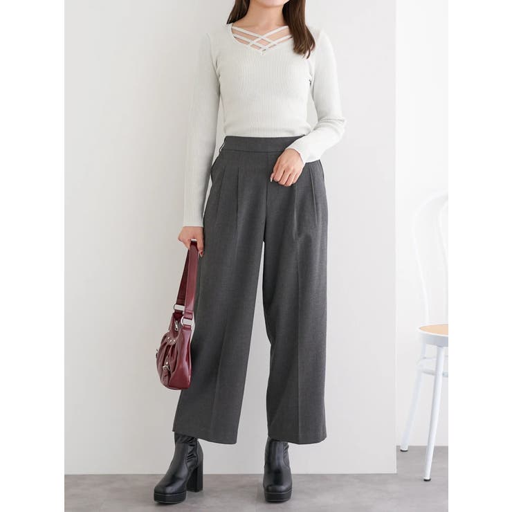 ラクケア 起毛無地ワイドパンツ | LUDIC PARK | 詳細画像18 