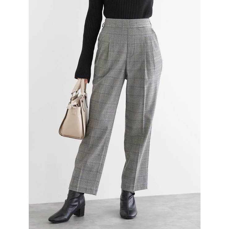 淡グレー | ラクケア チェック柄テーパードパンツ | LUDIC PARK