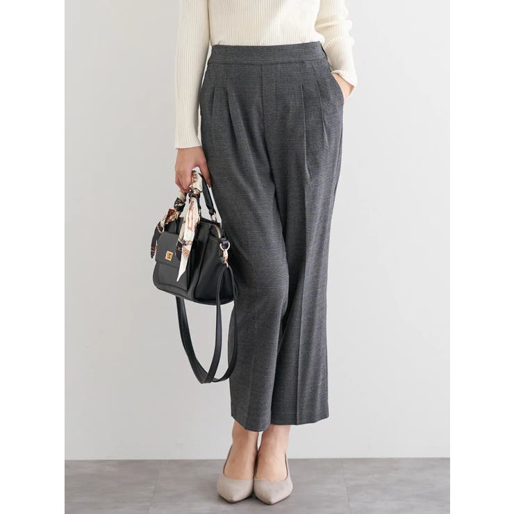 濃グレー | ラクケア チェック柄テーパードパンツ | LUDIC PARK