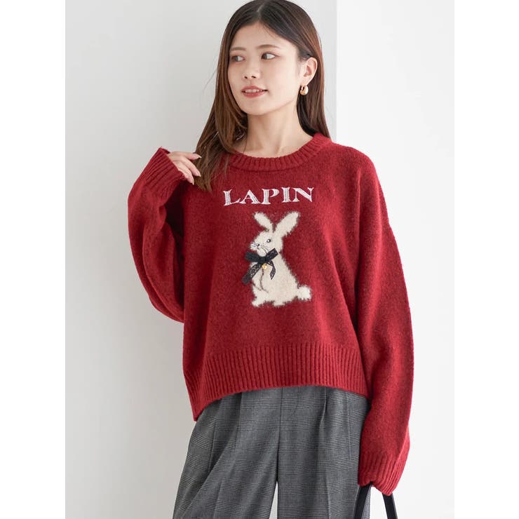 赤 | アニマルモチーフニットプルオーバー | LUDIC PARK