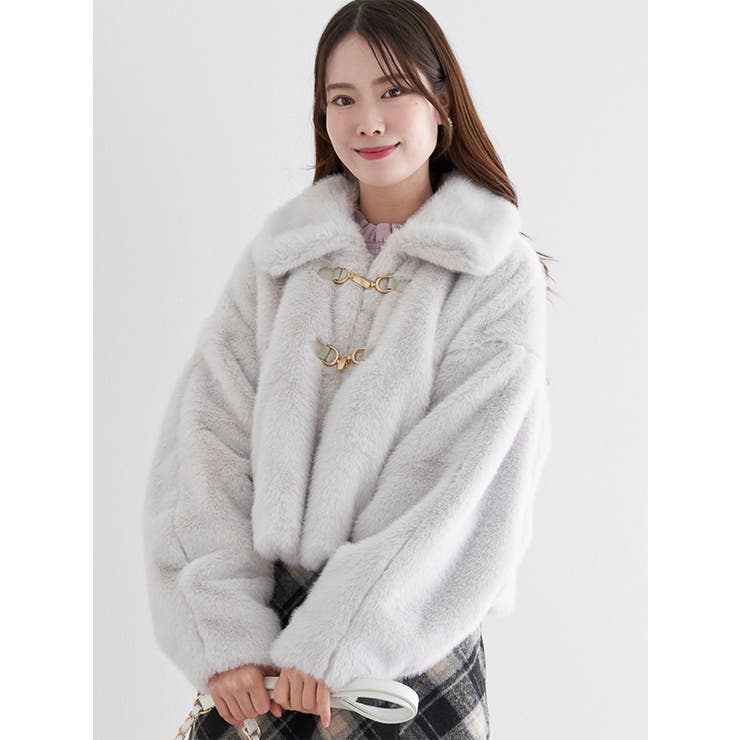 淡グレー | ファーショート丈ダッフルジャケット | LUDIC PARK