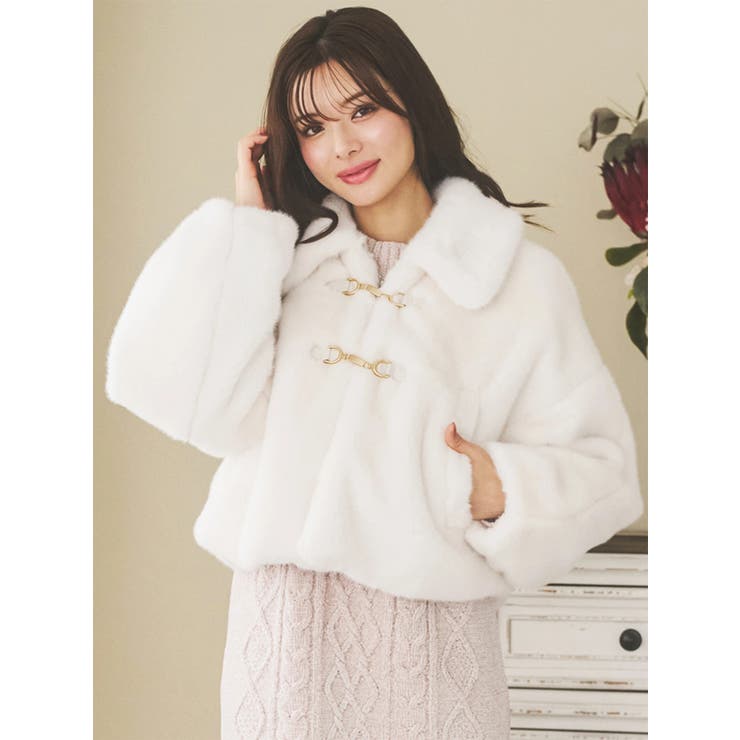 オフホワイト | ファーショート丈ダッフルジャケット | LUDIC PARK