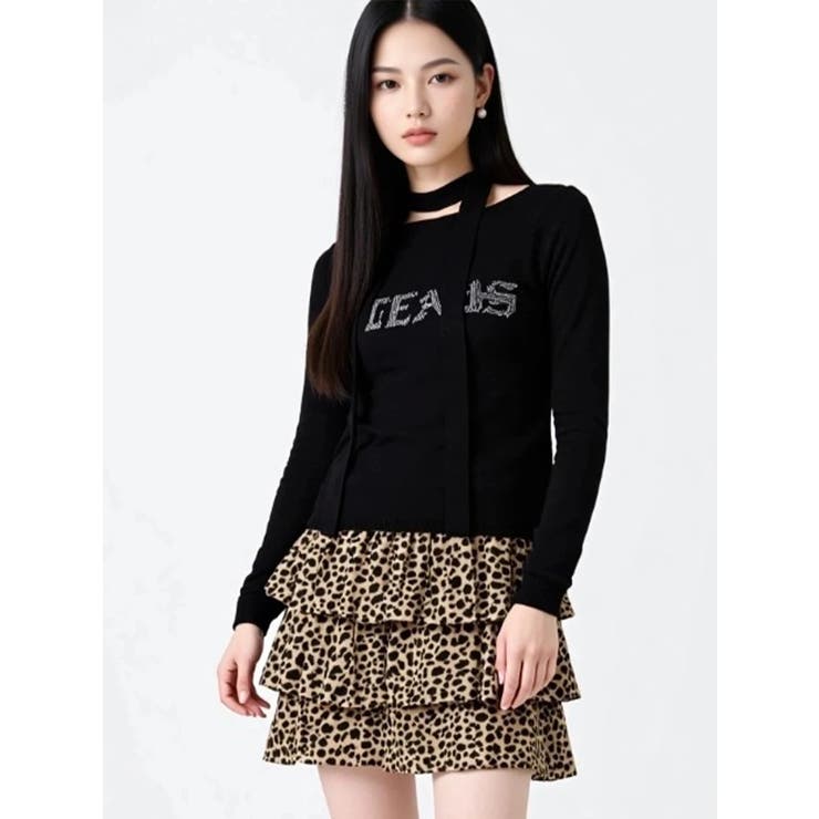 黒 | ラインストーンバックルオフショルニット | LUDIC PARK