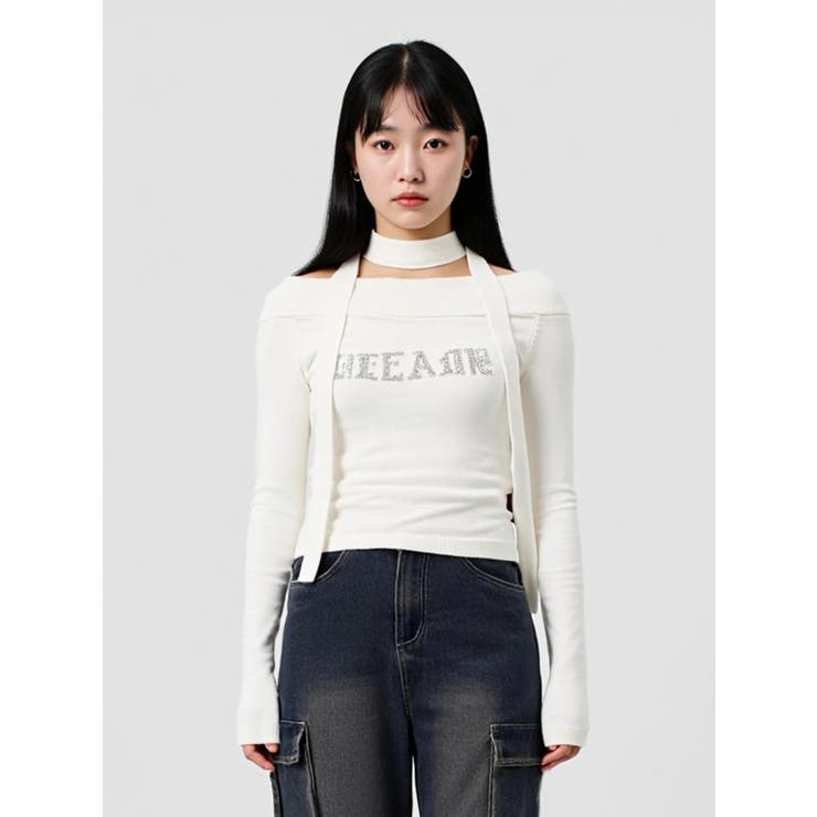 ラインストーンバックルオフショルニット | LUDIC PARK | 詳細画像10 