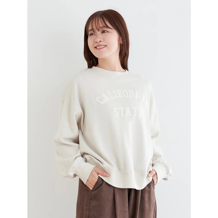 ベージュ | カレッジロゴ刺繍プルオーバー | LUDIC PARK