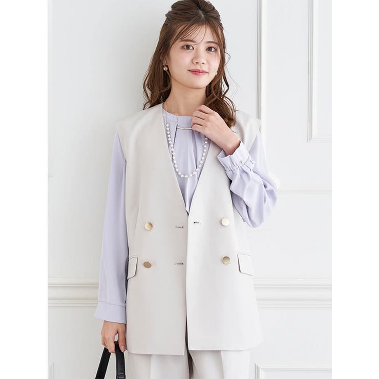 【Wクロス】Wボタンノーカラーベスト(セットアップ可) | LUDIC PARK | 詳細画像7 