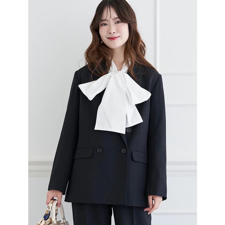 黒 | 【Wクロス】Wボタンテーラードジャケット(セットアップ可) | LUDIC PARK