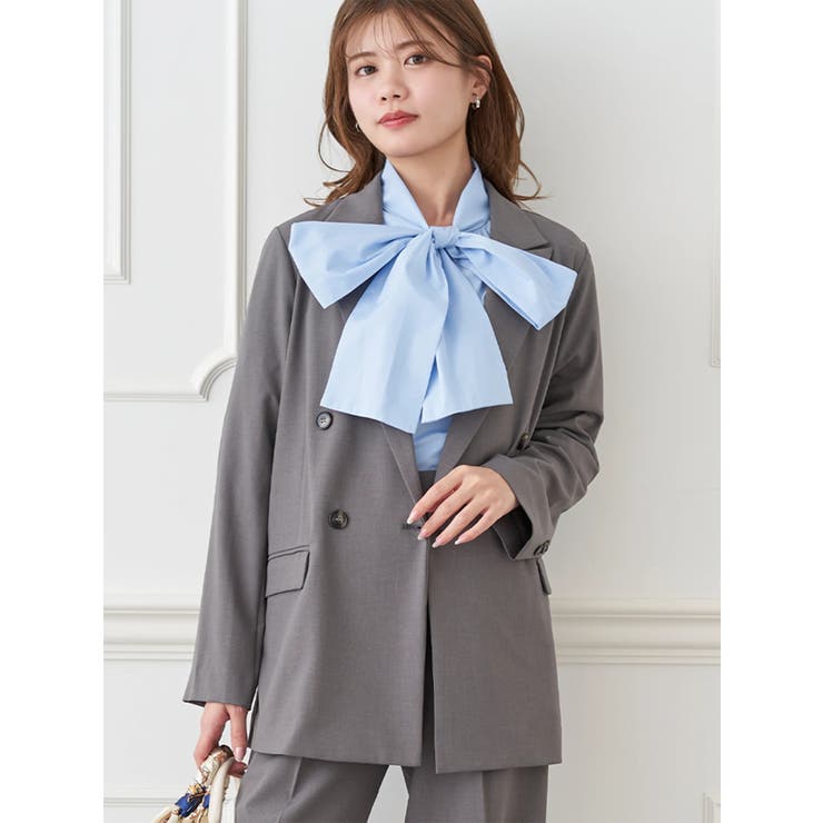 グレー | 【ストレッチツイル】Wボタンテーラードジャケット(セットアップ可) | LUDIC PARK