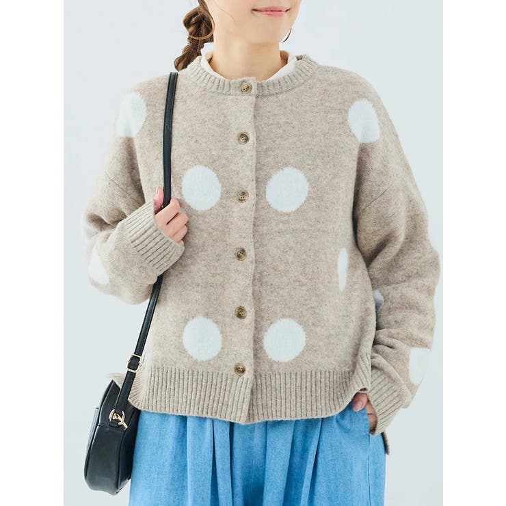 ドット柄ニットカーディガン[品番：PLMW0015275]｜LUDIC PARK（ル