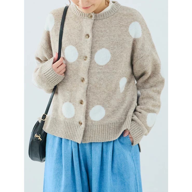 ドット柄ニットカーディガン[品番：PLMW0015275]｜LUDIC PARK（ル