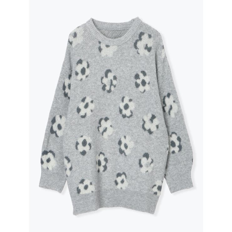 グレー | フラワー柄ニットプルオーバー | LUDIC PARK