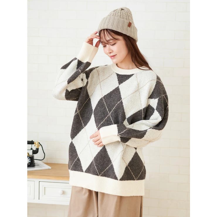 アーガイル柄ニットプルオーバー | LUDIC PARK | 詳細画像37