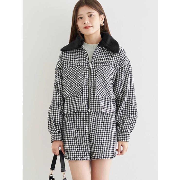 [SET]起毛チェック柄ブルゾン×ショートパンツ | LUDIC PARK | 詳細画像1 