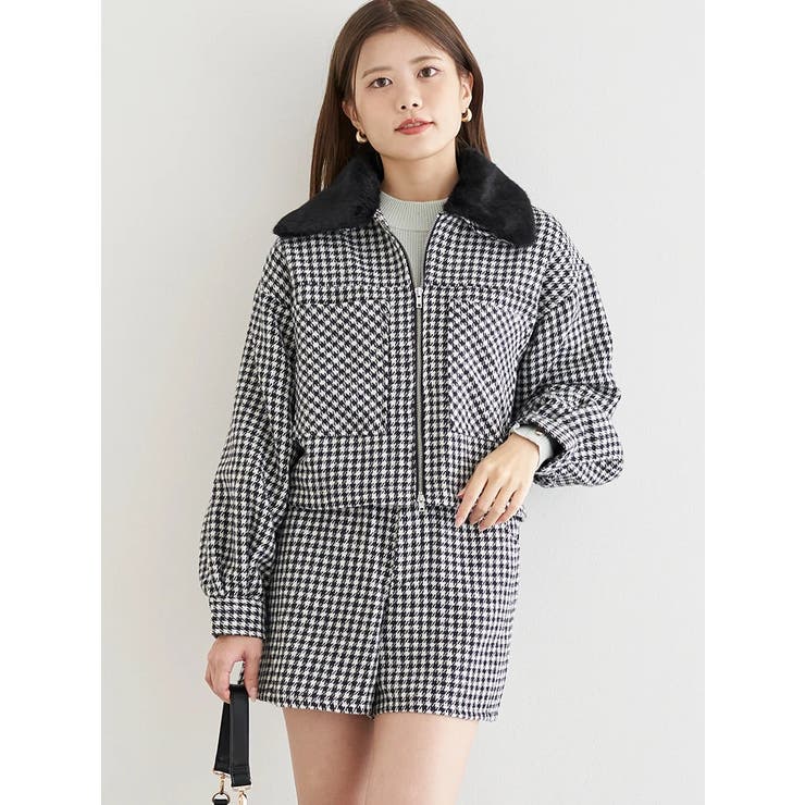 黒 | [SET]起毛チェック柄ブルゾン×ショートパンツ | LUDIC PARK