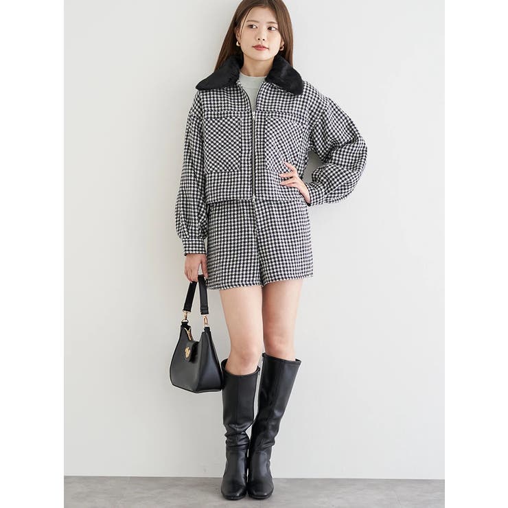 [SET]起毛チェック柄ブルゾン×ショートパンツ | LUDIC PARK | 詳細画像5 