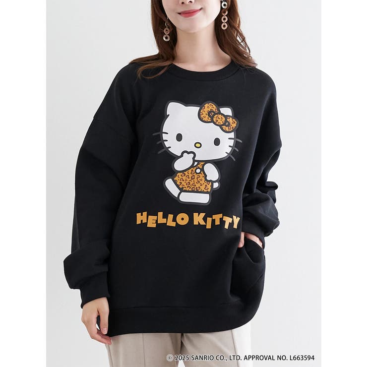 黒 | ハローキティヒョウ柄トレーナー | LUDIC PARK