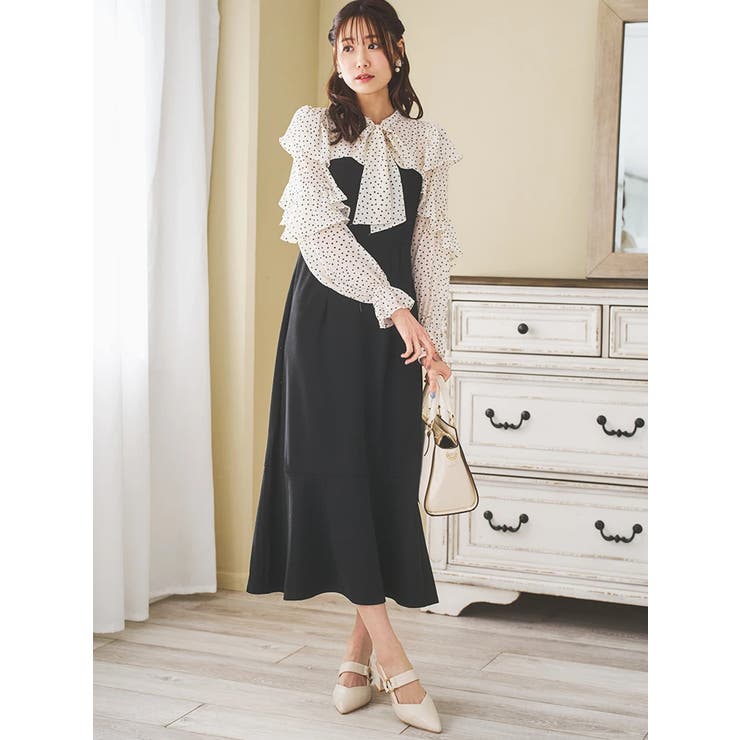 フリルボウタイブラウスドッキングワンピース | LUDIC PARK | 詳細画像1 