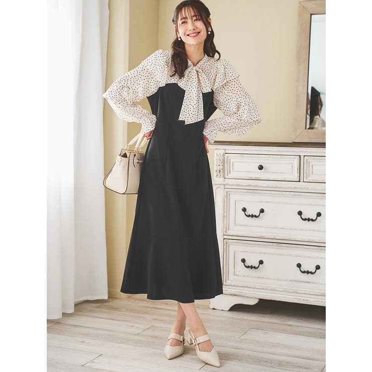 フリルボウタイブラウスドッキングワンピース | LUDIC PARK | 詳細画像9 