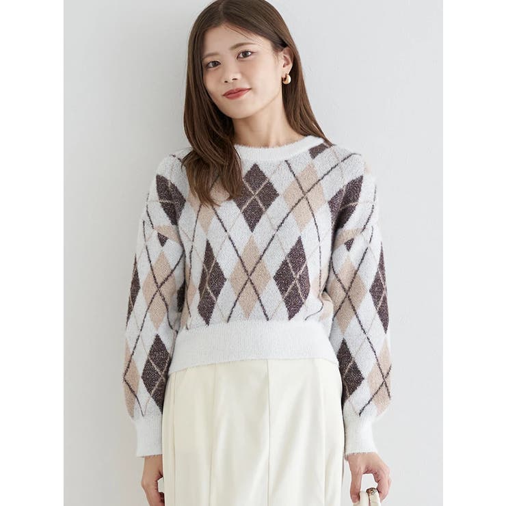 アーガイル柄フェザーシャギープルオーバー | LUDIC PARK | 詳細画像1 