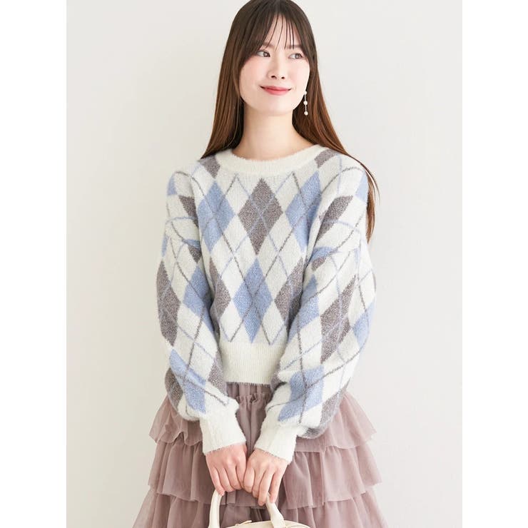 アーガイル柄フェザーシャギープルオーバー | LUDIC PARK | 詳細画像25 