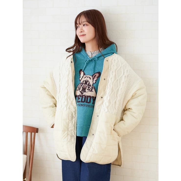 オフホワイト | ニットキルティングコート | LUDIC PARK