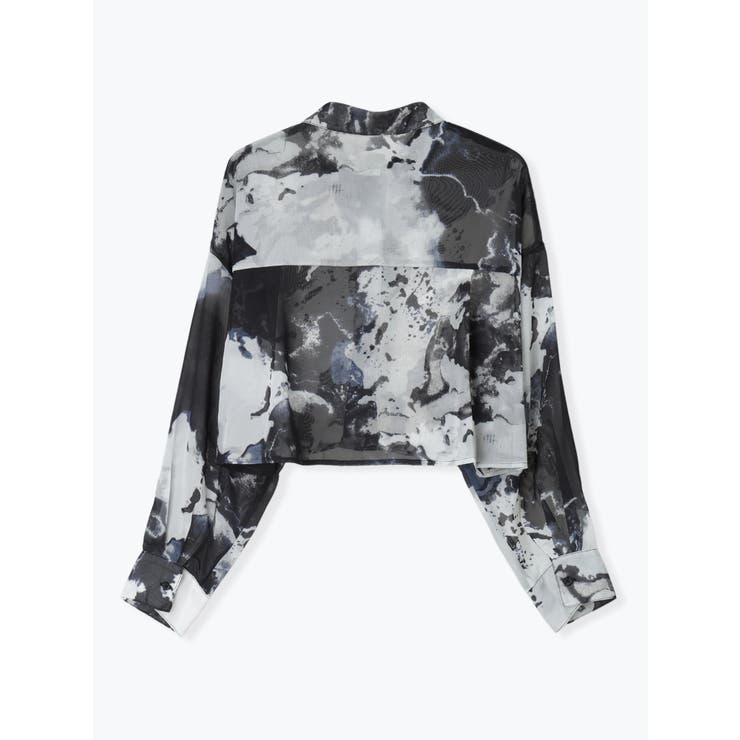 モノトーンアート柄プリントシフォンショート丈シャツ | LUDIC PARK | 詳細画像2 