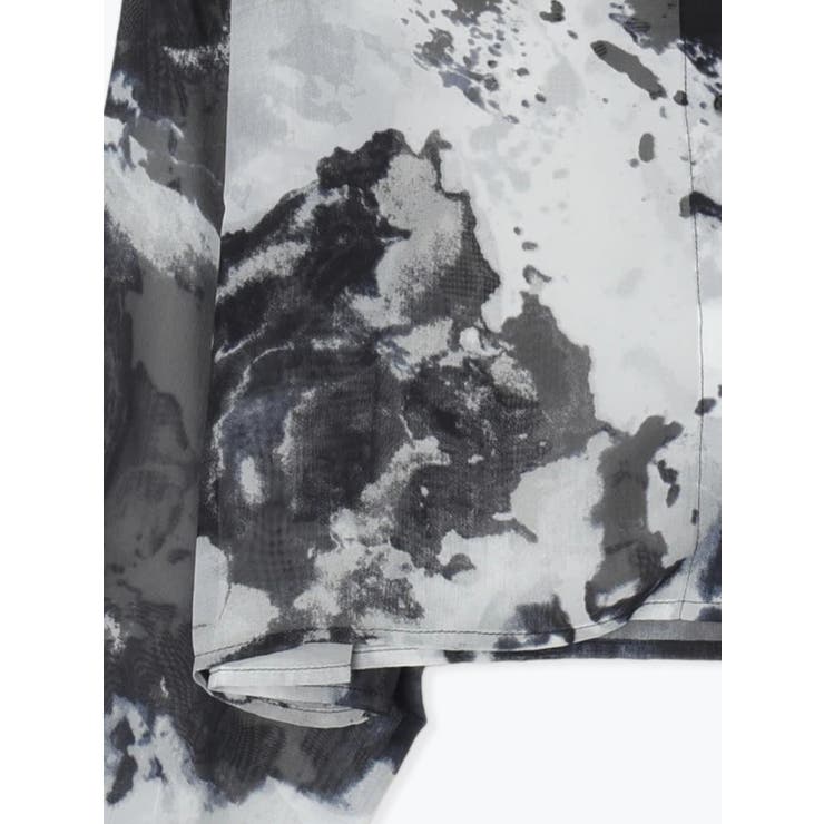 モノトーンアート柄プリントシフォンショート丈シャツ | LUDIC PARK | 詳細画像5 