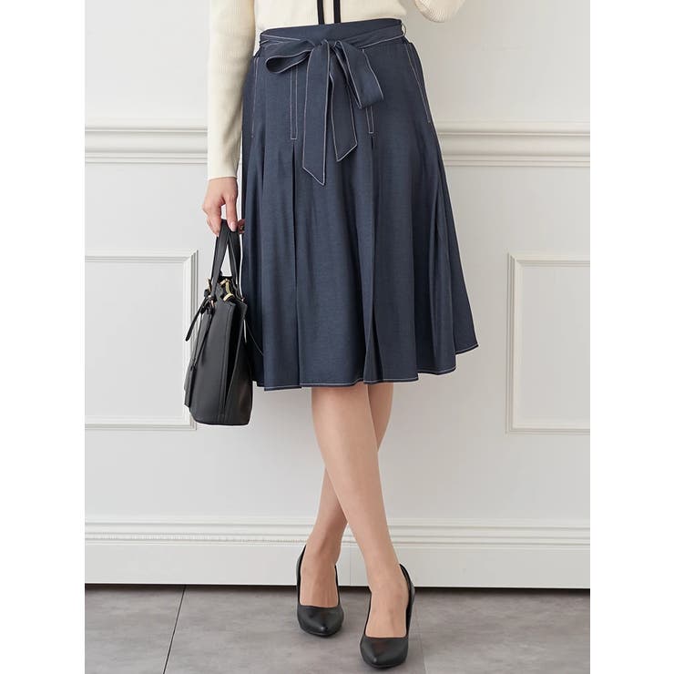 ウエストリボン配色ステッチスカート | LUDIC PARK | 詳細画像1 