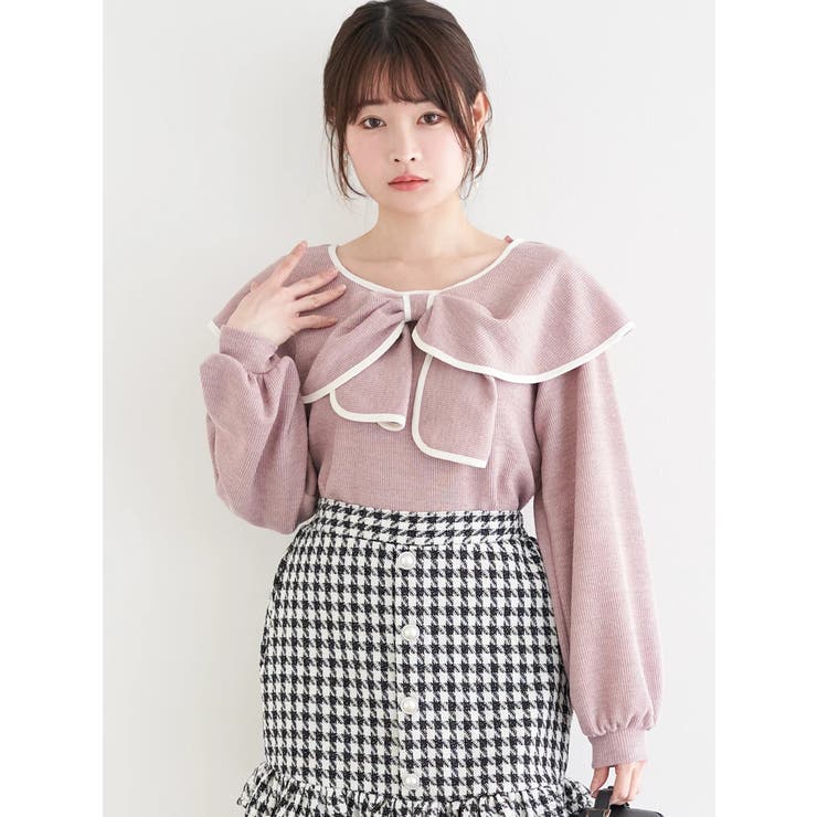 ピンク | リボンパイピングプルオーバー | LUDIC PARK