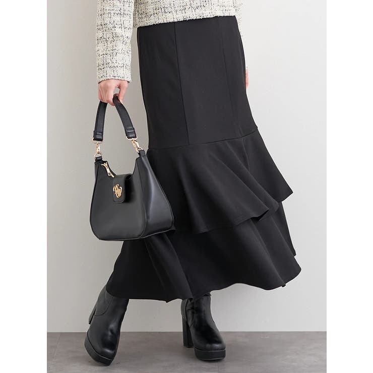 黒 | ベルト付きカットツイルマーメイドスカート | LUDIC PARK