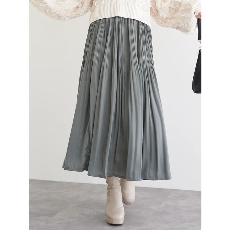 濃グレー | サテンギャザーロングスカート | LUDIC PARK