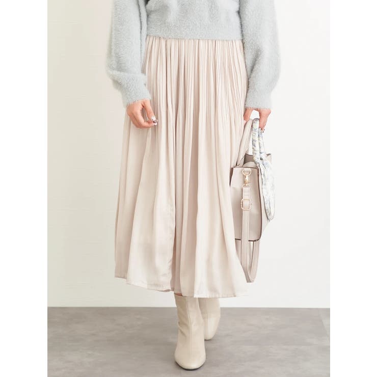 アイボリー | サテンギャザーロングスカート | LUDIC PARK