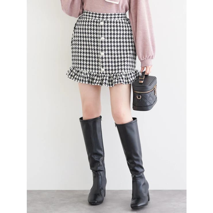 ツイード×パール調ボタン ペプラムミニスカート | LUDIC PARK | 詳細画像2 