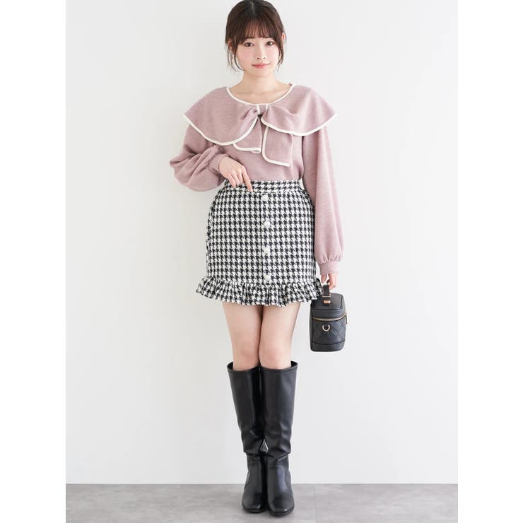 ツイード×パール調ボタン ペプラムミニスカート | LUDIC PARK | 詳細画像6 