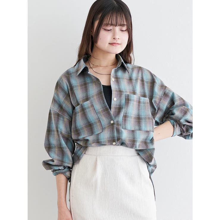 青 | ルーズシルエットチェック柄シャツ | LUDIC PARK
