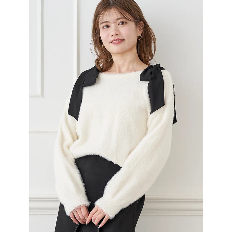 フェザーシアーリボンニットトップス | LUDIC PARK | 詳細画像1 