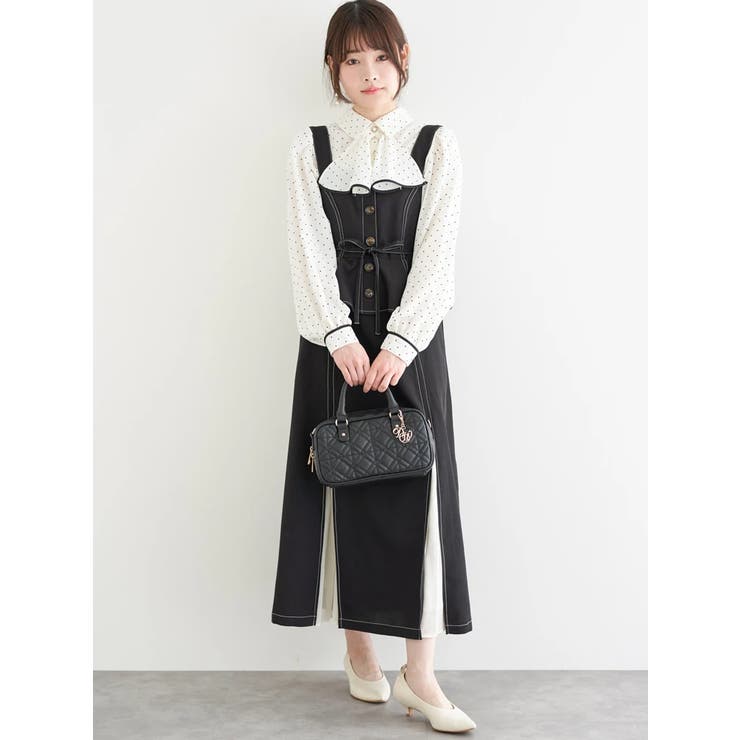 黒 | ペプラムドッキングジャンパースカート | LUDIC PARK