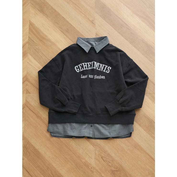 黒 | シャツレイヤード風プルオーバー | LUDIC PARK