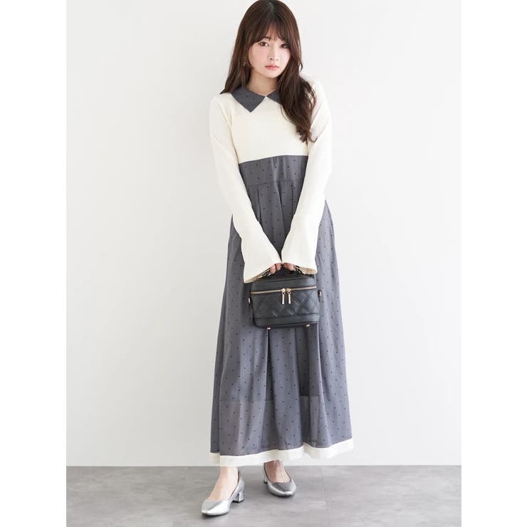 リブ切り替えドットワンピース | LUDIC PARK | 詳細画像1 