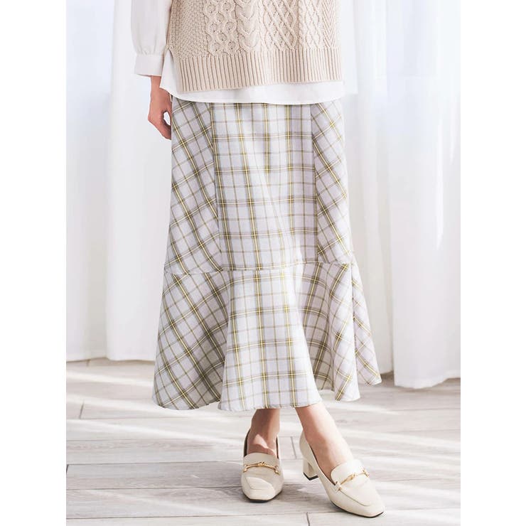ベージュ | ビット付きチェックマーメードスカート | LUDIC PARK