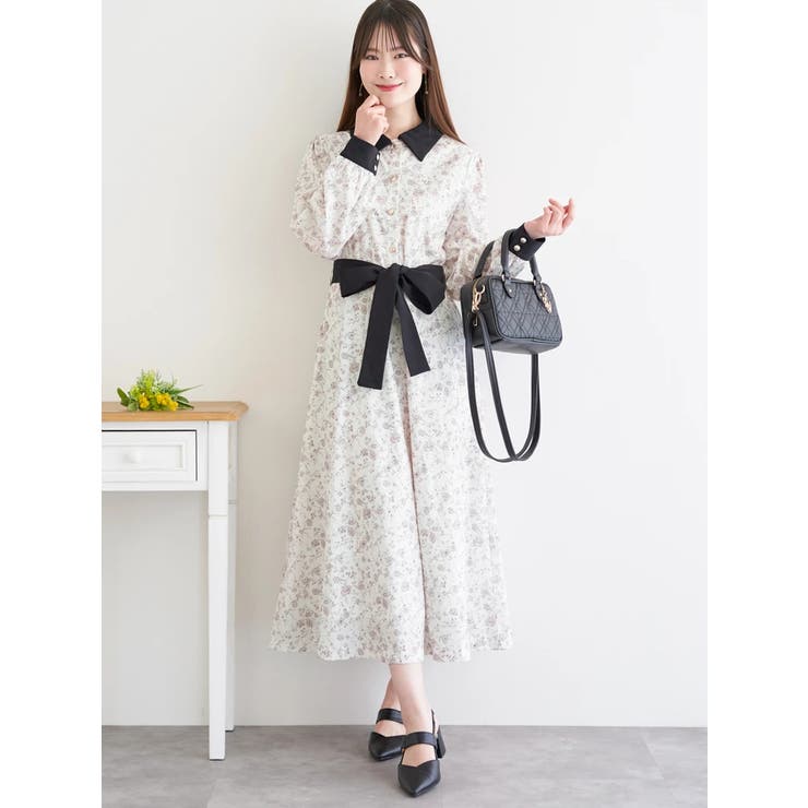 アイボリー | 花柄クレリックワンピース | LUDIC PARK