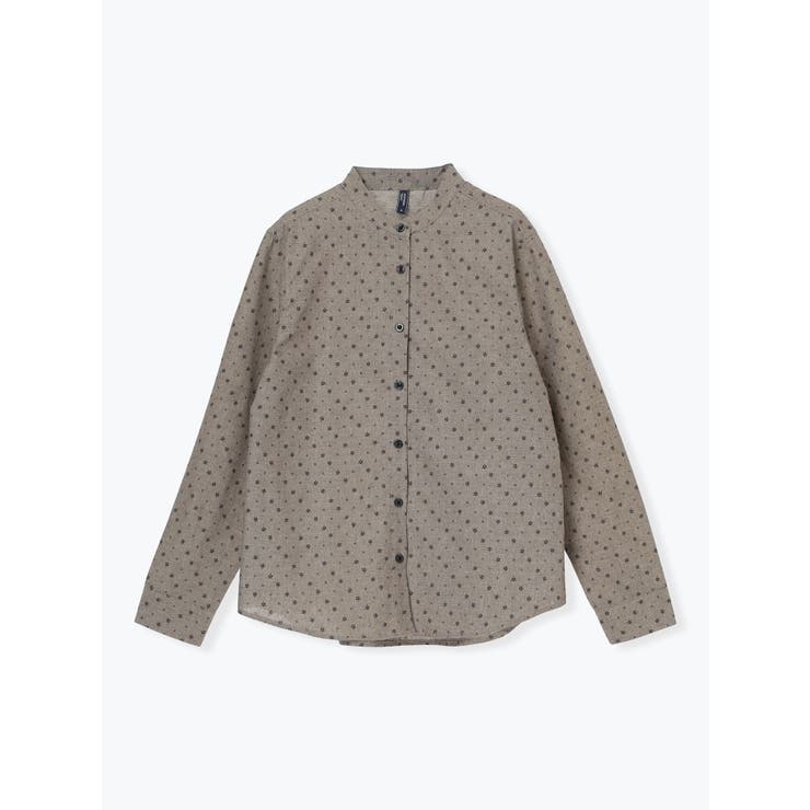 茶 | 総柄バンドカラーシャツ | LUDIC PARK