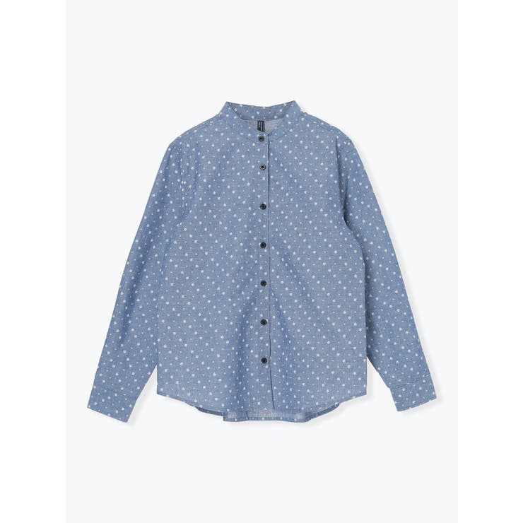 青 | 総柄バンドカラーシャツ | LUDIC PARK