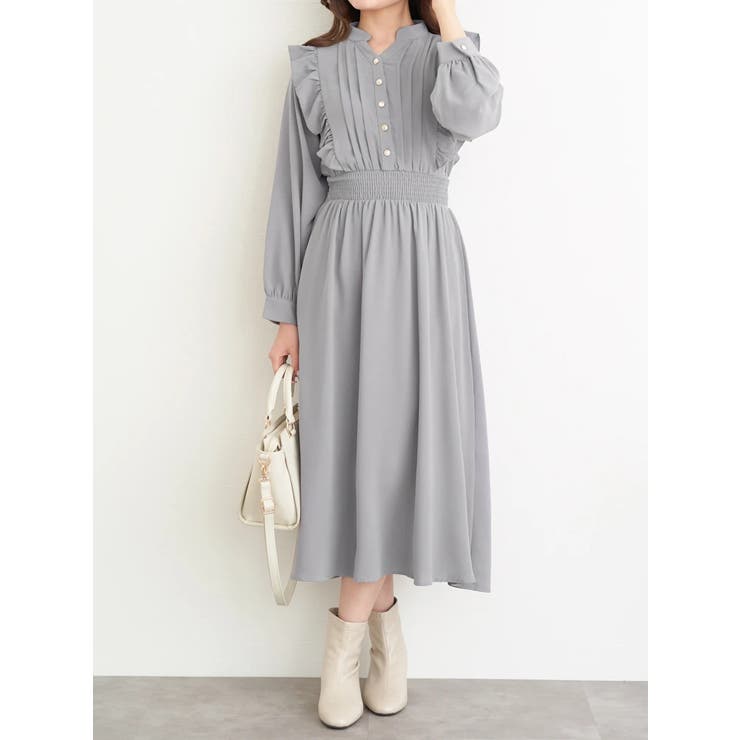 グレー | ピンタックフリルワンピース | LUDIC PARK